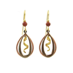 Silver Forest Gold-Tone Mixed Metal Spiral Teardrop Earrings