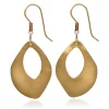 Silver Forest Hammered Gold Metal Open Oval Drop Earrings