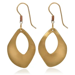 Silver Forest Hammered Gold Metal Open Oval Drop Earrings