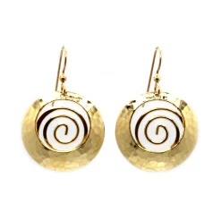 Silver Forest Hammered Gold Metal Drop Earrings With Coil