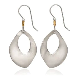 Silver Forest Hammered Silver Metal Open Oval Drop Earrings