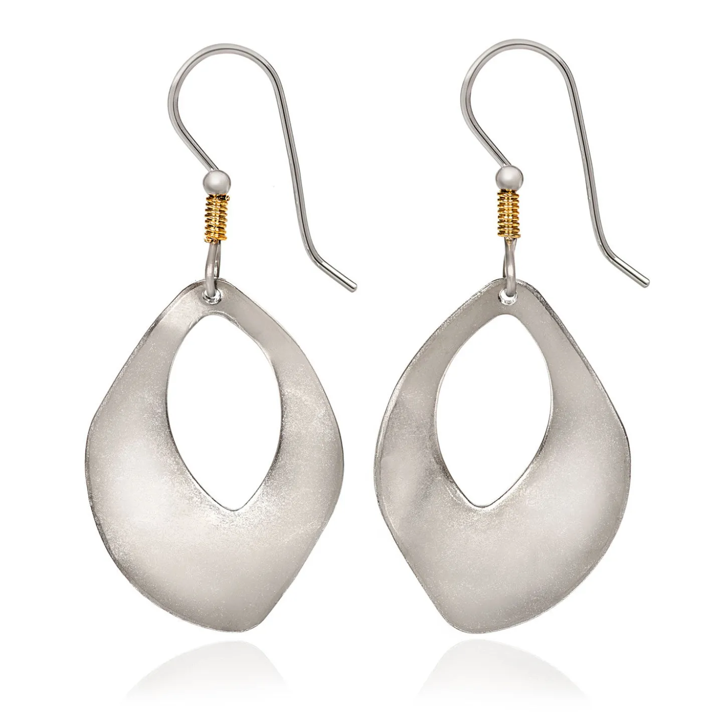 Silver Forest Hammered Silver Metal Open Oval Drop Earrings