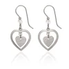 Silver Forest Heart in Open Heart Silver Metal Drop Earrings