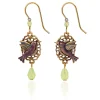 Silver Forest Hummingbird Layered Gold Metal Filigree Drop Earrings