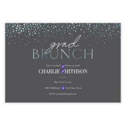 Silver Shimmer Graduation Brunch Flat Graduation Brunch Invitation