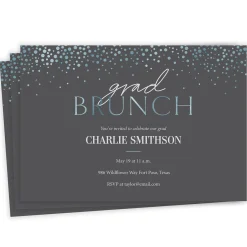 Silver Shimmer Graduation Brunch Flat Graduation Brunch Invitation