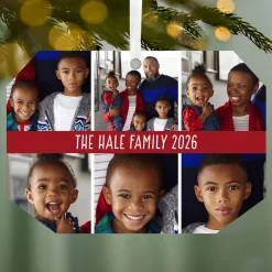 Six-Photo Metal Personalized Ornament, Custom Photo and Text