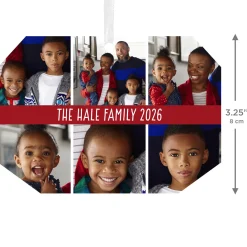 Six-Photo Metal Personalized Ornament, Custom Photo and Text