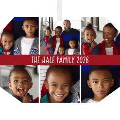 Six-Photo Metal Personalized Ornament, Custom Photo and Text