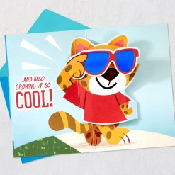 Skateboarding Cheetah Pop-Up Birthday Card for Grandson