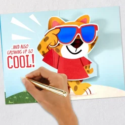 Skateboarding Cheetah Pop-Up Birthday Card for Grandson