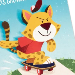 Skateboarding Cheetah Pop-Up Birthday Card for Grandson