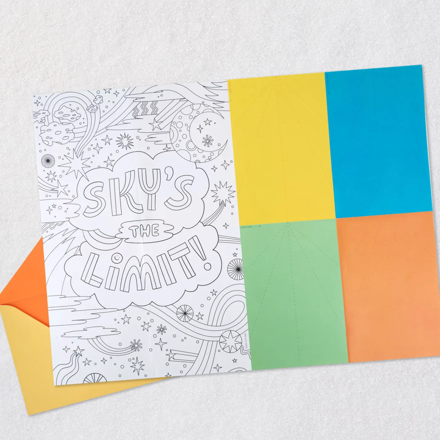 Sky's the Limit Birthday Card for Kids With Coloring Sheets and Paper Airplane Activity