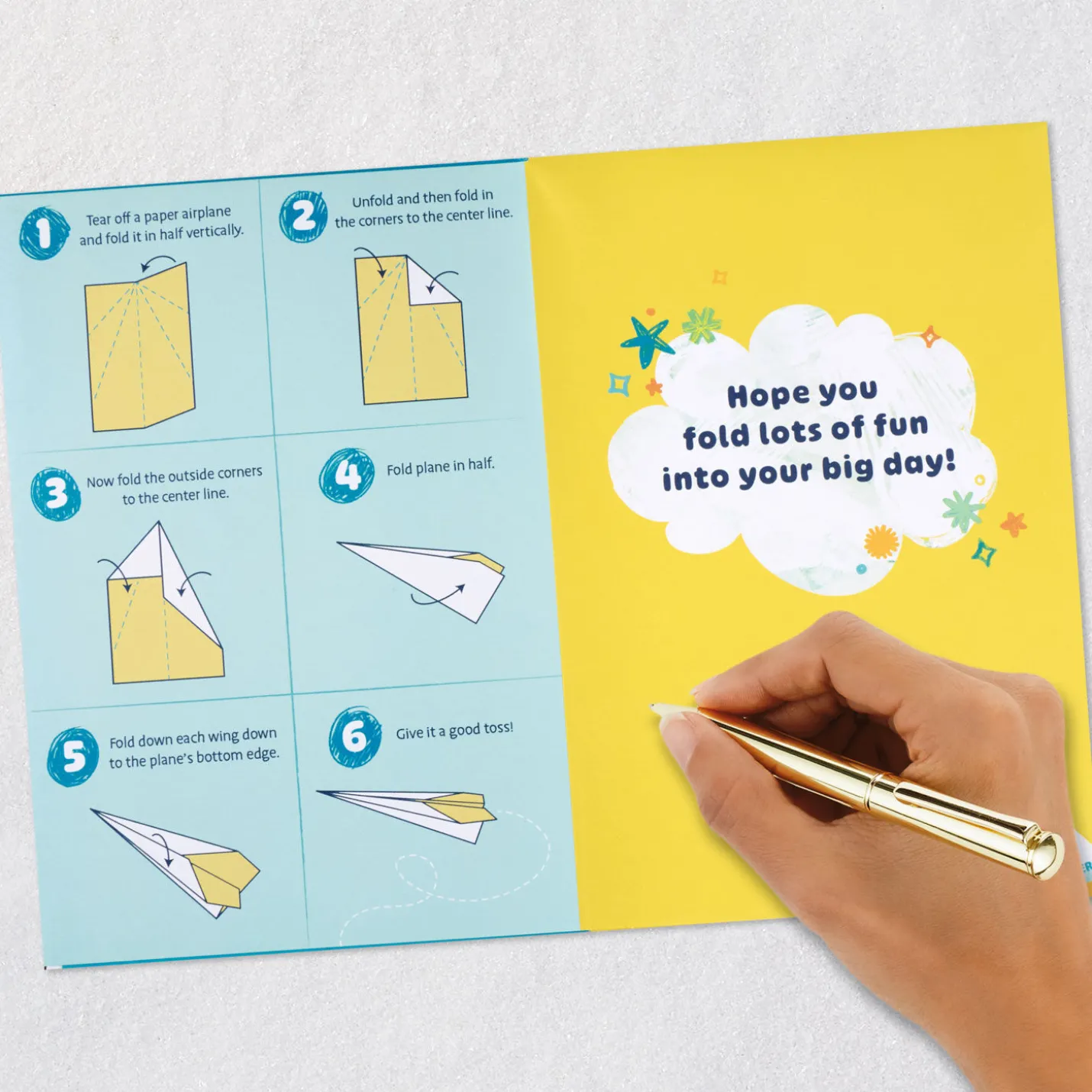 Sky's the Limit Birthday Card for Kids With Coloring Sheets and Paper Airplane Activity
