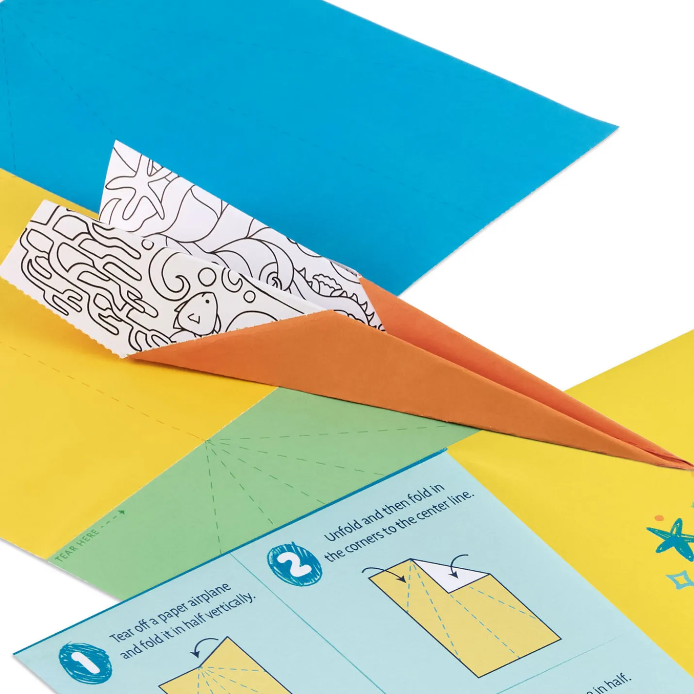 Sky's the Limit Birthday Card for Kids With Coloring Sheets and Paper Airplane Activity