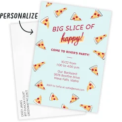 Slice of Happy Pizza Party Flat Birthday Invitation