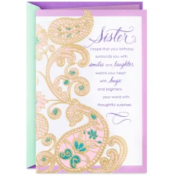 Smiles, Laughter and Hugs Birthday Card for Sister