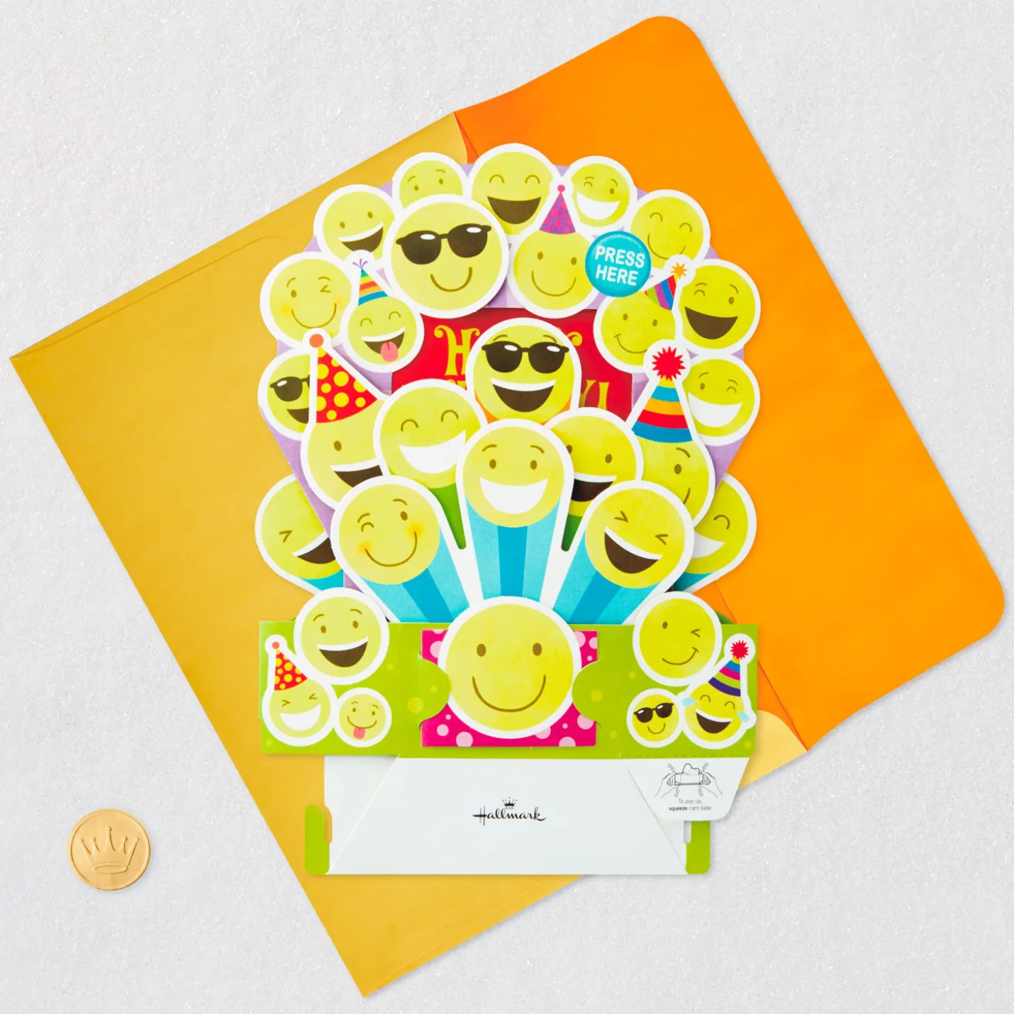 Smiley Face Musical 3D Pop-Up Birthday Card With Light