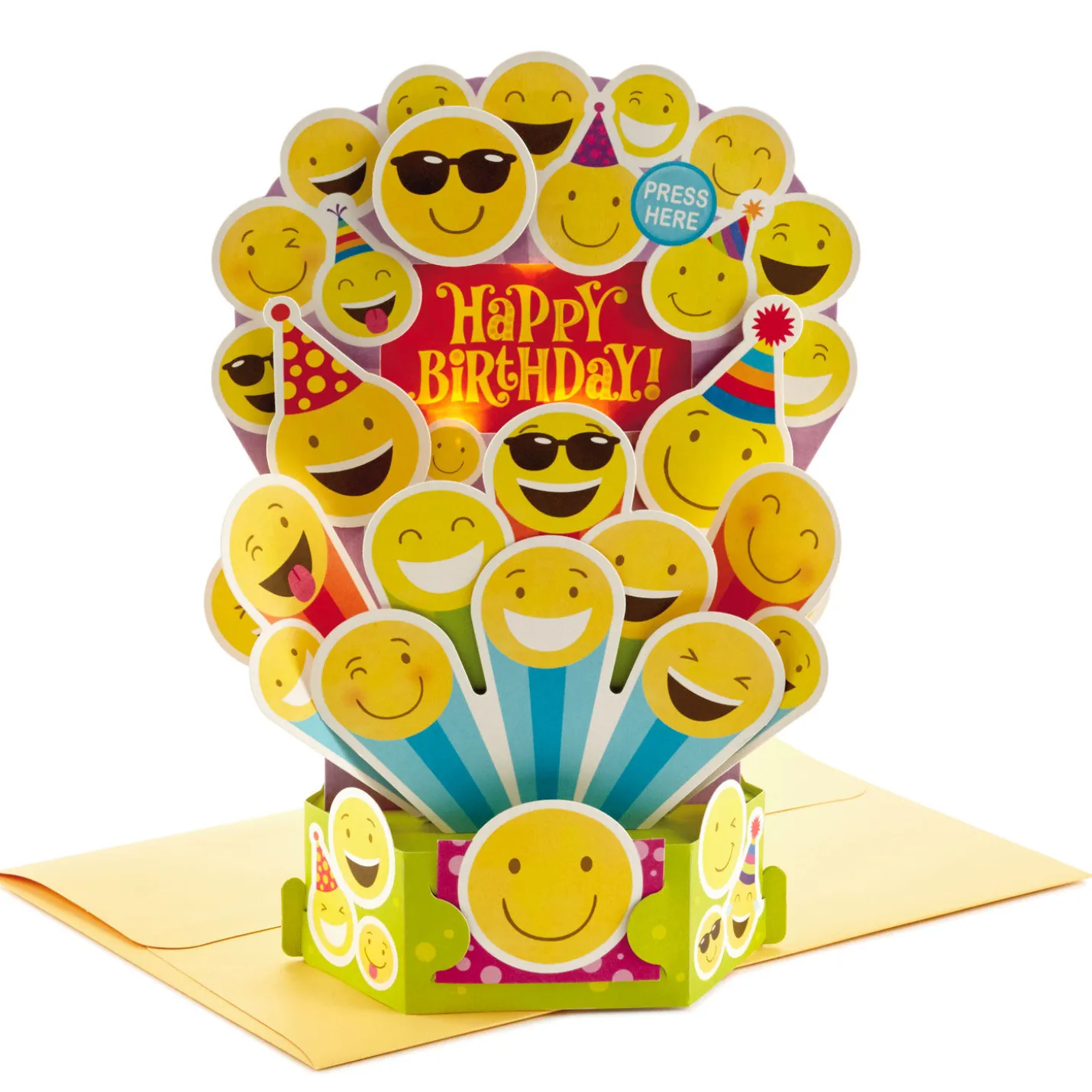 Smiley Face Musical 3D Pop-Up Birthday Card With Light