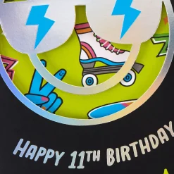 Smiley Face With Sunglasses 11th Birthday Card With Stickers