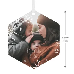 Snowflakes Metal Personalized Ornament, Custom Photo and Text