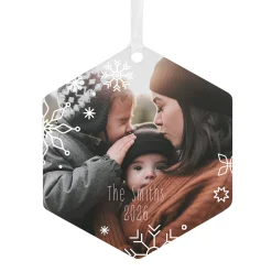 Snowflakes Metal Personalized Ornament, Custom Photo and Text
