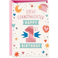 So Much Cuteness and Fun 1st Birthday Card for Great-Granddaughter