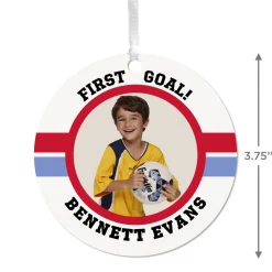 Soccer Round Metal Personalized Ornament, Custom Photo and Text
