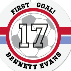 Soccer Round Metal Personalized Ornament, Custom Text