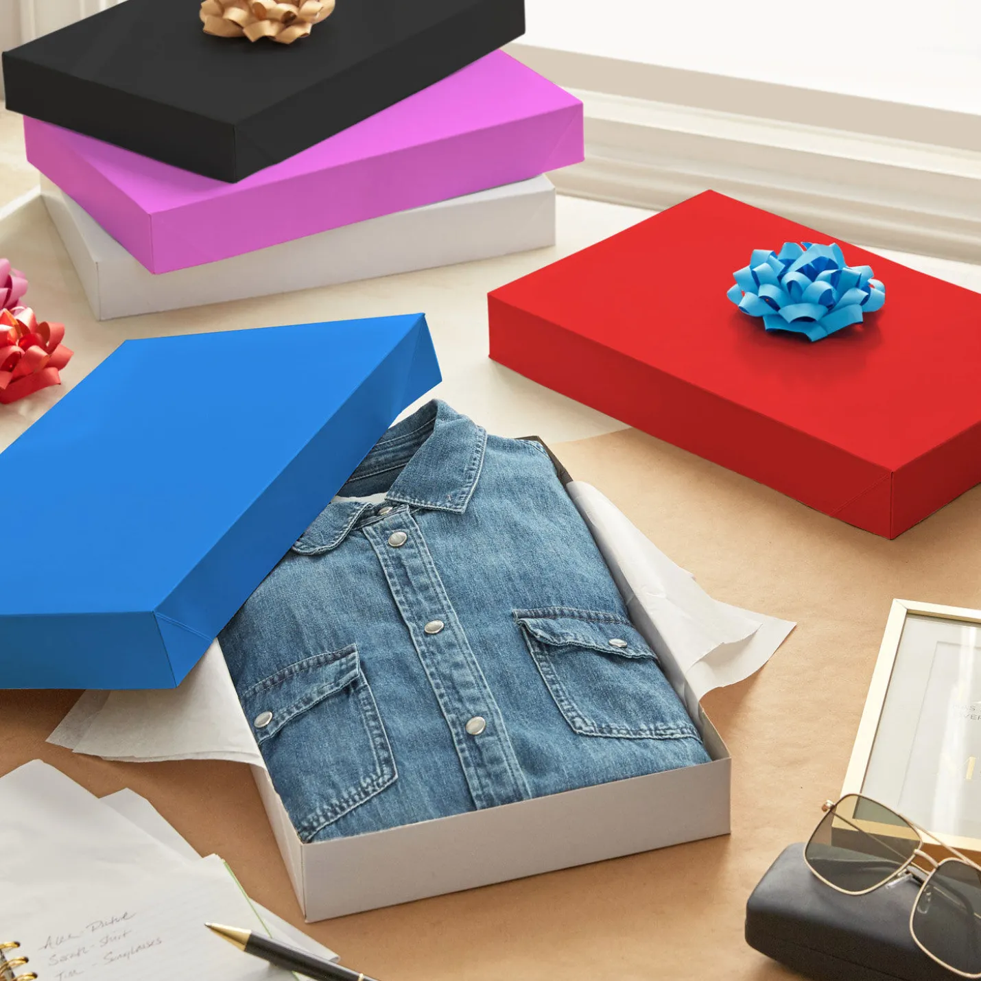 Solid Colors 8-Pack Medium Gift Boxes Assortment