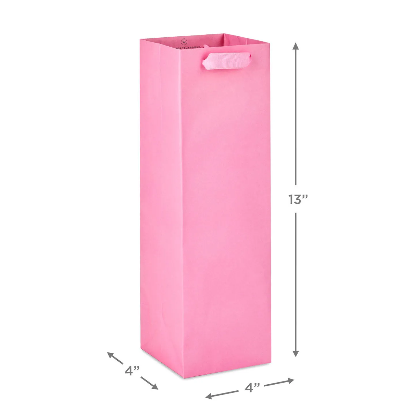 13" Solid Pink Wine Gift Bag