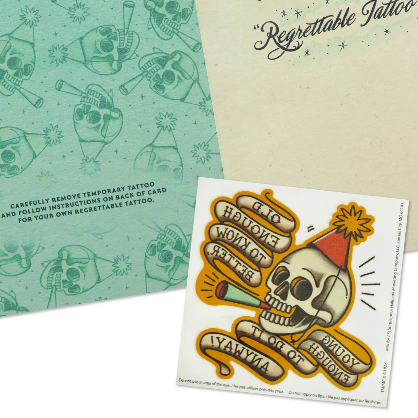 Somewhere Between "Fun" and "Regrettable Tattoo" Birthday Card With Temporary Tattoo