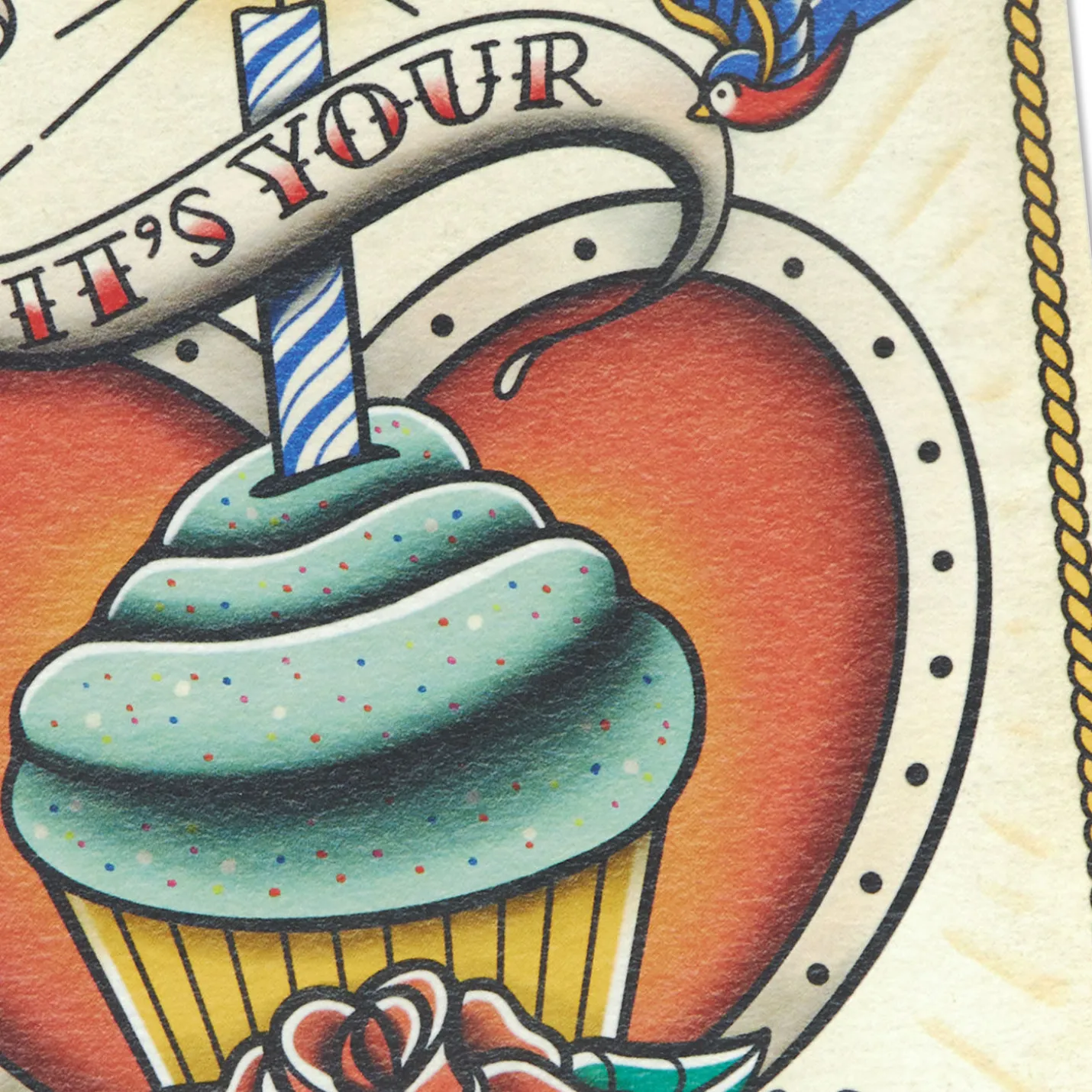 Somewhere Between "Fun" and "Regrettable Tattoo" Birthday Card With Temporary Tattoo