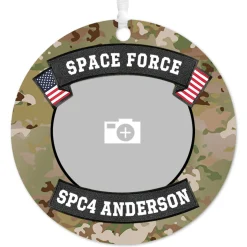 Space Force Metal Personalized Ornament, Custom Photo and Text