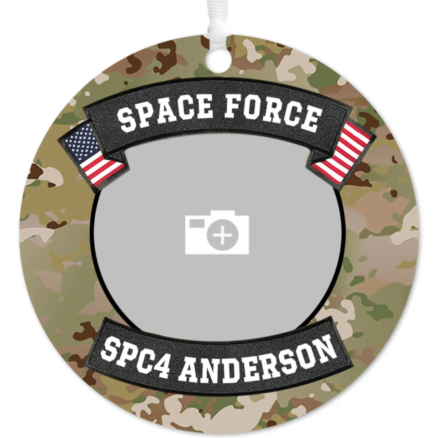 Space Force Metal Personalized Ornament, Custom Photo and Text