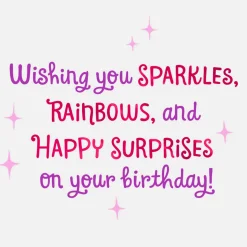Sparkles and Rainbows Cute Unicorn First Birthday Card