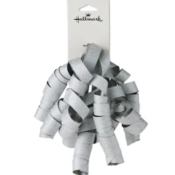 6.5" Sparkly Silver Curly Ribbon Gift Bow