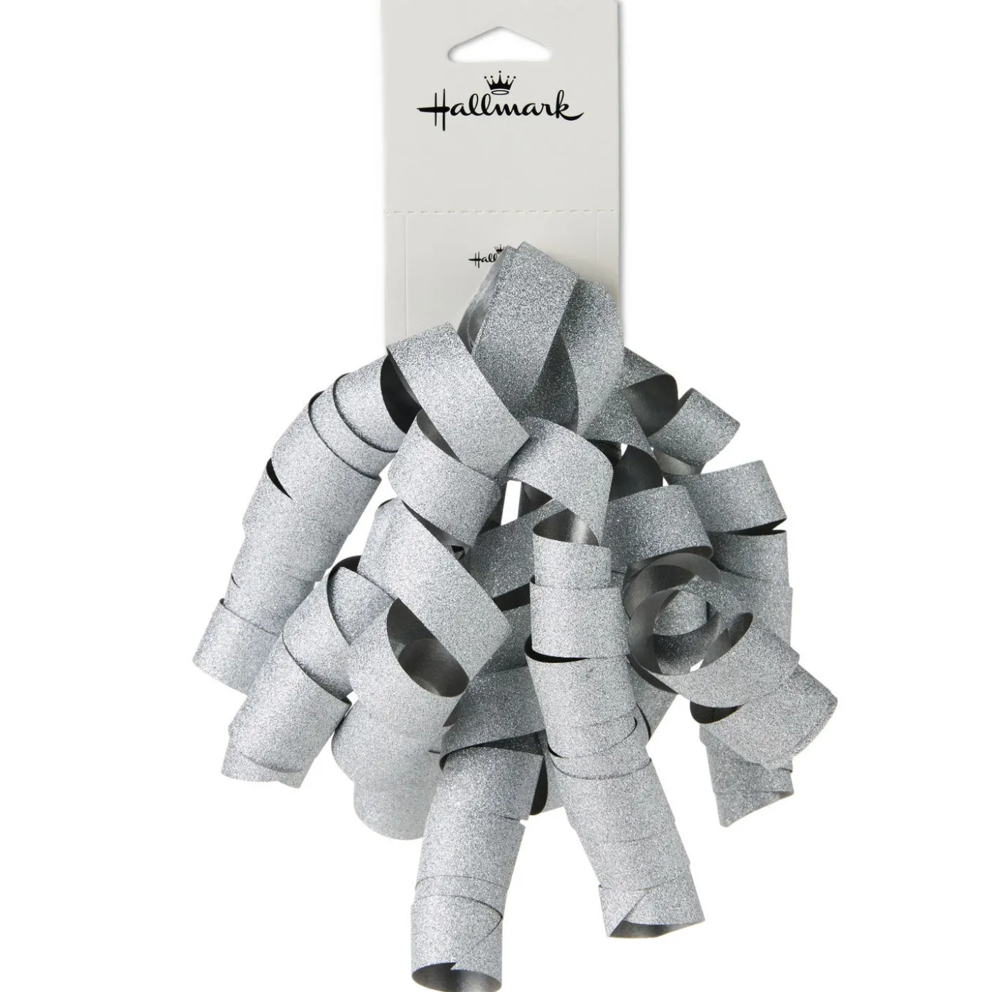 6.5" Sparkly Silver Curly Ribbon Gift Bow