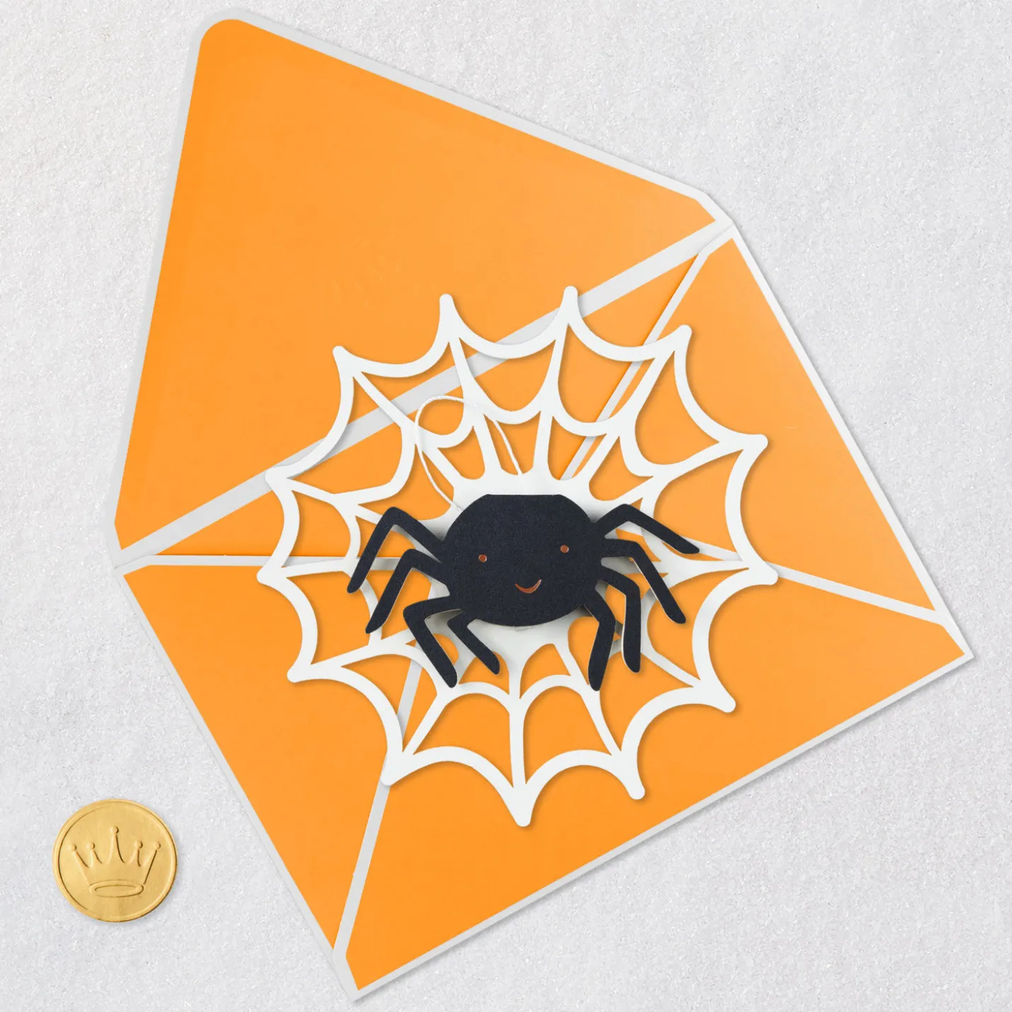 Spider in Web Paper Craft Halloween Card With Mini Card