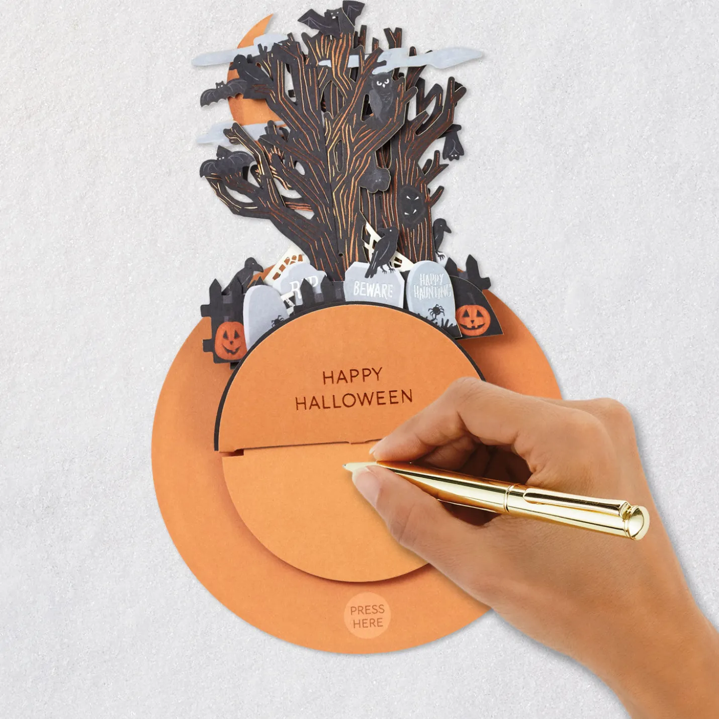 Spooky Spinning Graveyard Musical 3D Pop-Up Halloween Card With Motion