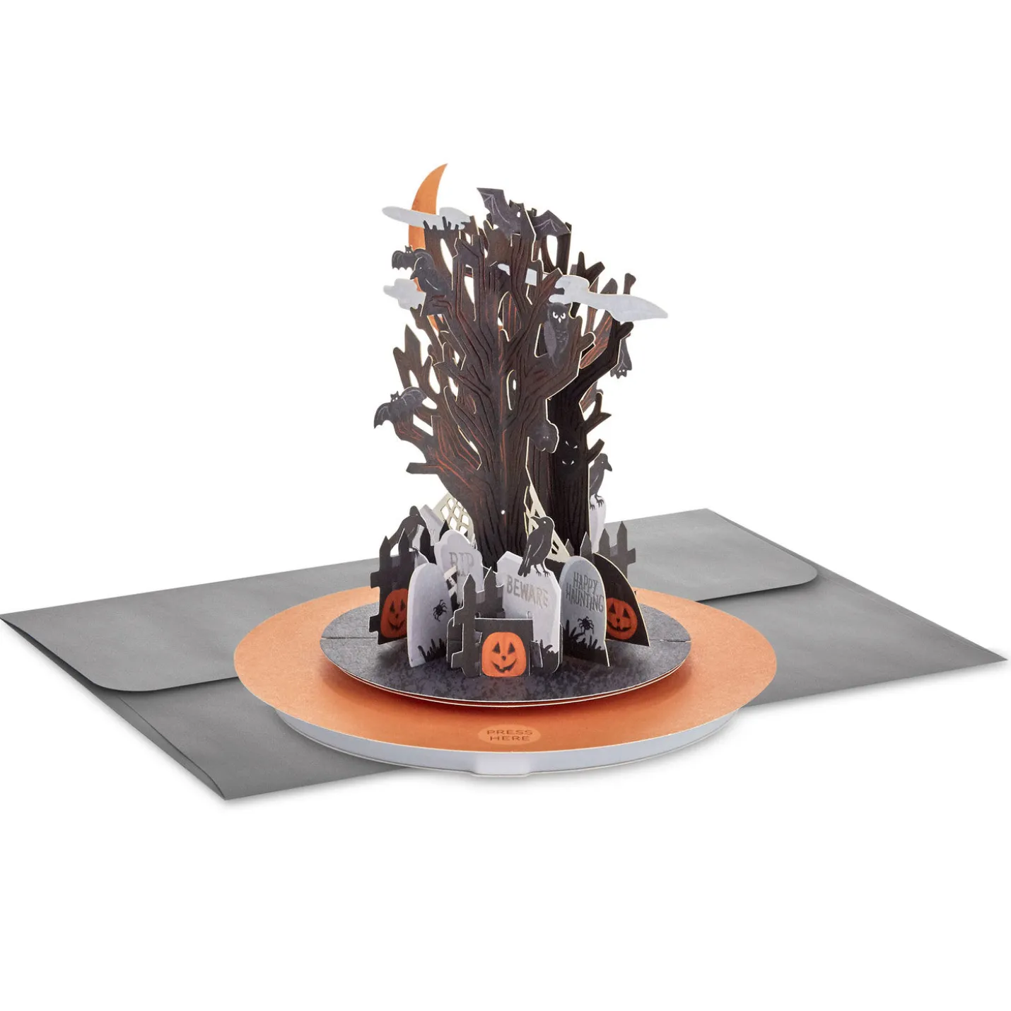 Spooky Spinning Graveyard Musical 3D Pop-Up Halloween Card With Motion