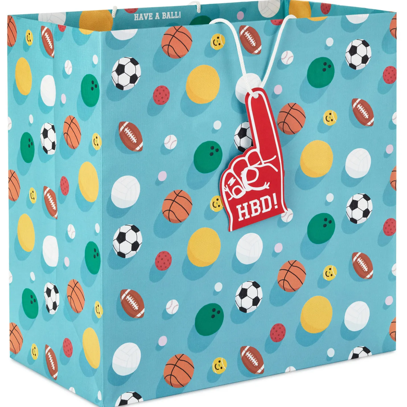 15" Sports Balls on Blue Extra-Deep Birthday Gift Bag