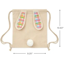 10" Spring Plaid Canvas Easter Bunny Gift Bag