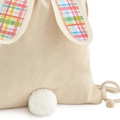 10" Spring Plaid Canvas Easter Bunny Gift Bag