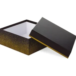 10" Square Champagne Bubbles on Black Gift Box