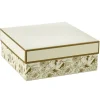 10" Square Gold Floral on White Gift Box