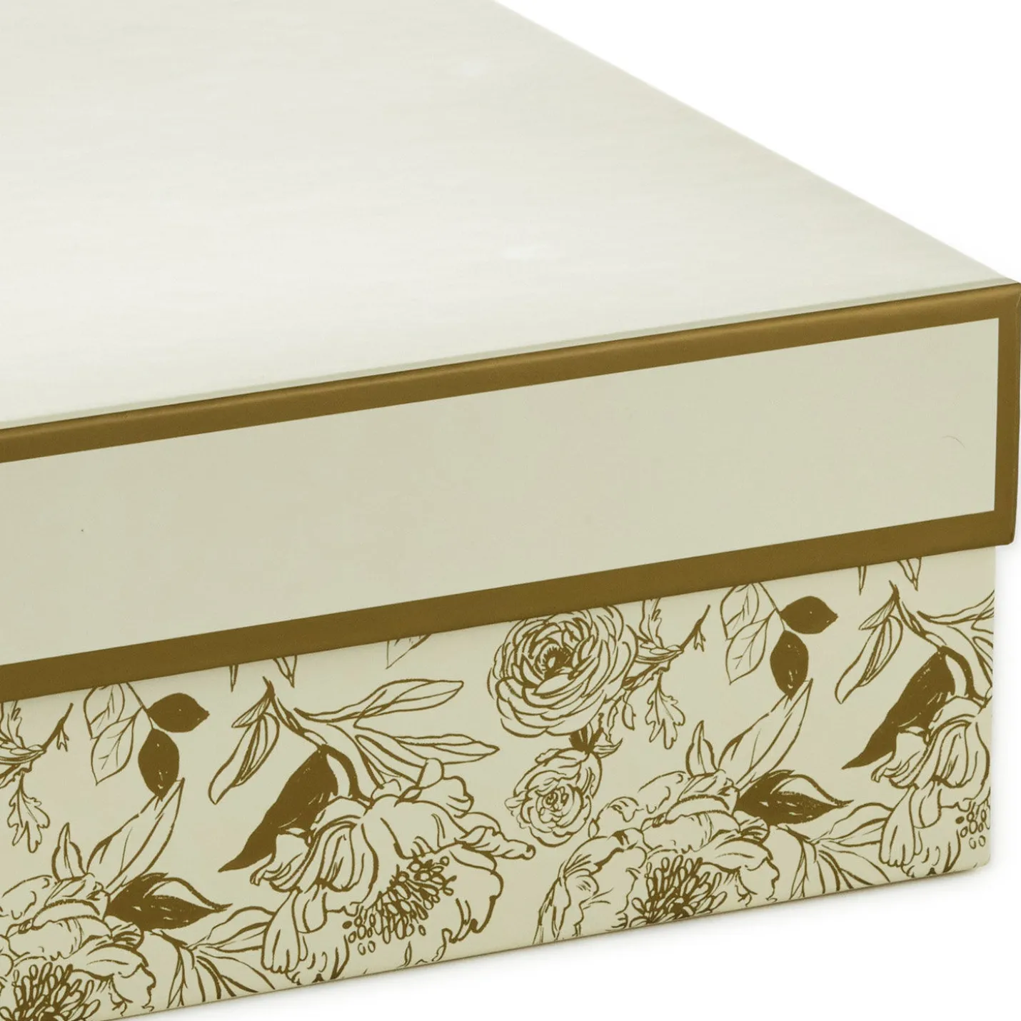 10" Square Gold Floral on White Gift Box