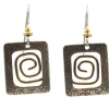 Square With Coil Metal Drop Earrings