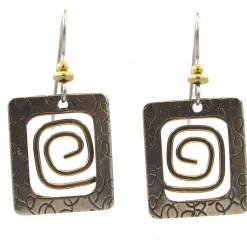 Square With Coil Metal Drop Earrings