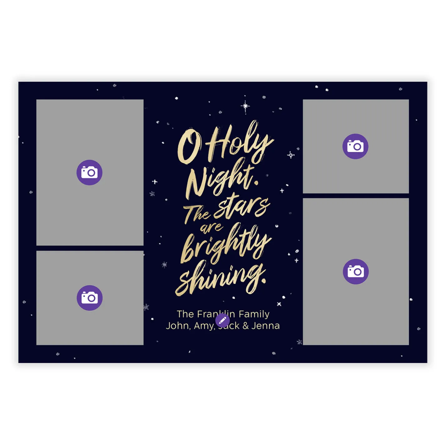 Starry O Holy Night Flat Christmas Photo Card